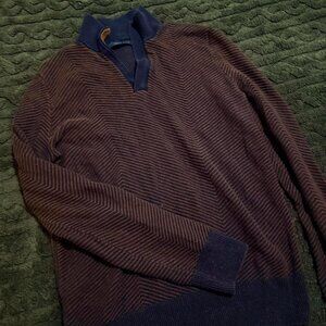 Men's Perry Ellis Striped Quarter Zip Size Small Excellent Condition